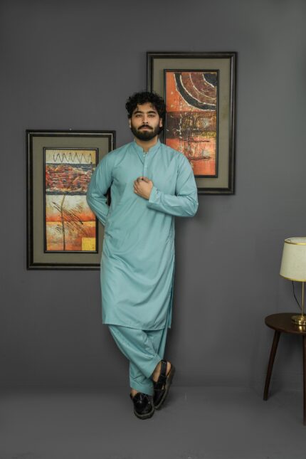 Soft Pastel Aqua Shalwar Kameez - A Fusion of Elegance and Tradition